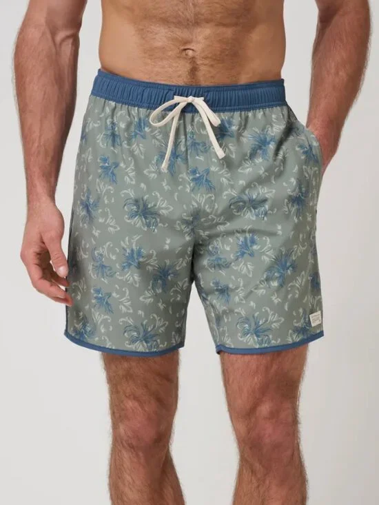 NWT Travis Mathew Tropical Palm Print boardshorts Gray Tan L - Picture 5 of 5
